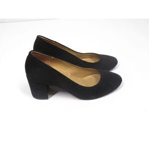 Rylko Black Suede Slip On Classic Pumps Block Heels Women Size 6